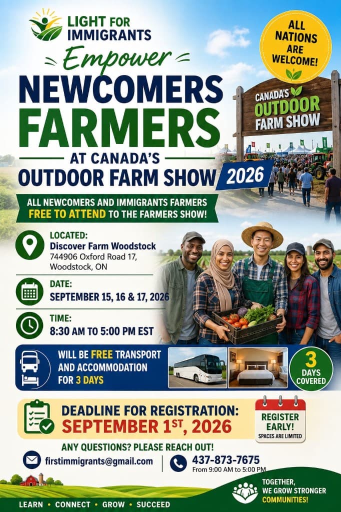 Empower newcomer farmers at Canada's Outdoor Farm Show 2026 — Light for Immigrants